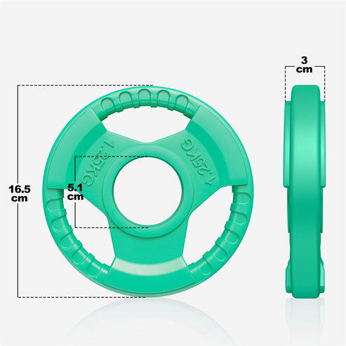 DISQUE DE MUSCULATION OLYMPIQUE CAOUTCHOUC GRIP 51MM | AU CHOIX DE 1,25KG À 25KG 2/7