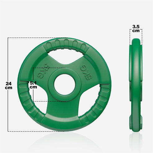 DISQUE DE MUSCULATION OLYMPIQUE CAOUTCHOUC GRIP 51MM | AU CHOIX DE 1,25KG À 25KG 2/7