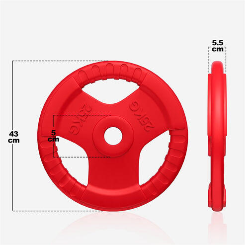 DISQUE DE MUSCULATION OLYMPIQUE CAOUTCHOUC GRIP 51MM | AU CHOIX DE 1,25KG À 25KG 2/7