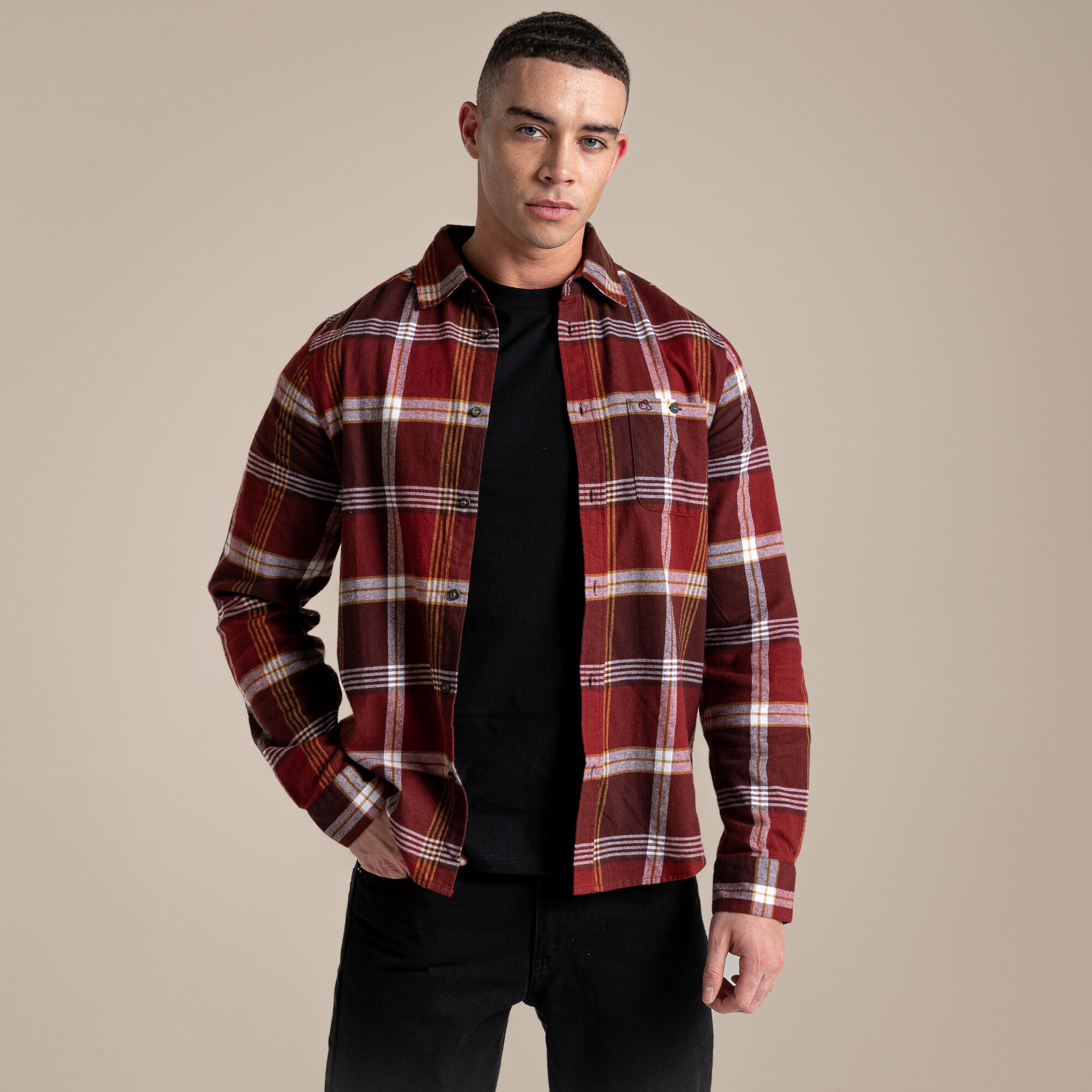 Craghoppers Thornhill Camicia uomo manica lunga cotone garzato a quadri 1/7