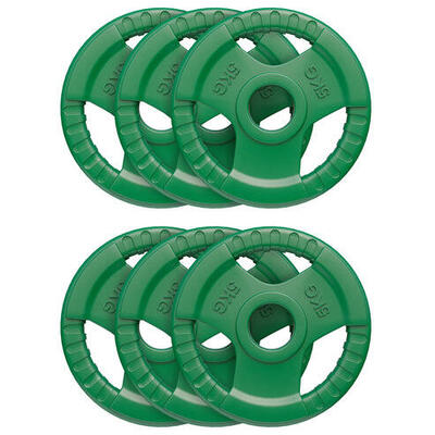 Halterschijven set - bundel - 30 kg (6 x 5 kg) - gripper gietijzer (rubber