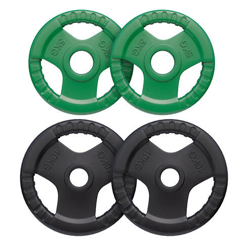 4 POIDS EN CAOUTCHOUC | DIAMETRE 51 MM | MUSCULATION | LOT DE 2x5 KG et 2x10 KG