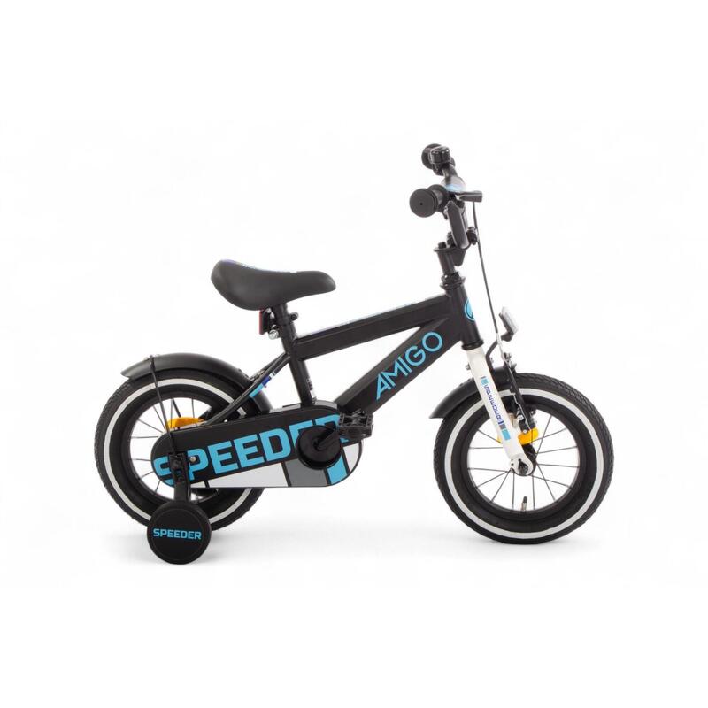 AMIGO Vélo garçon Speeder 12 Pouces Garçon Frein à rétropédalage Noir/Bleu