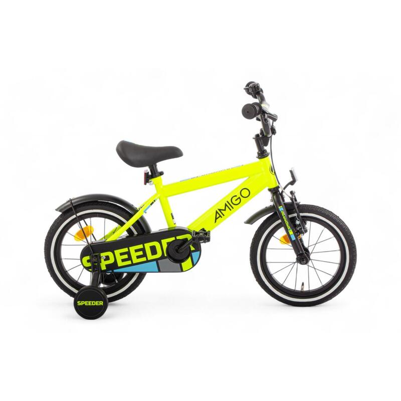 AMIGO Vélo garçon Speeder 14 Pouces Garçon Frein à rétropédalage Jaune/Noir