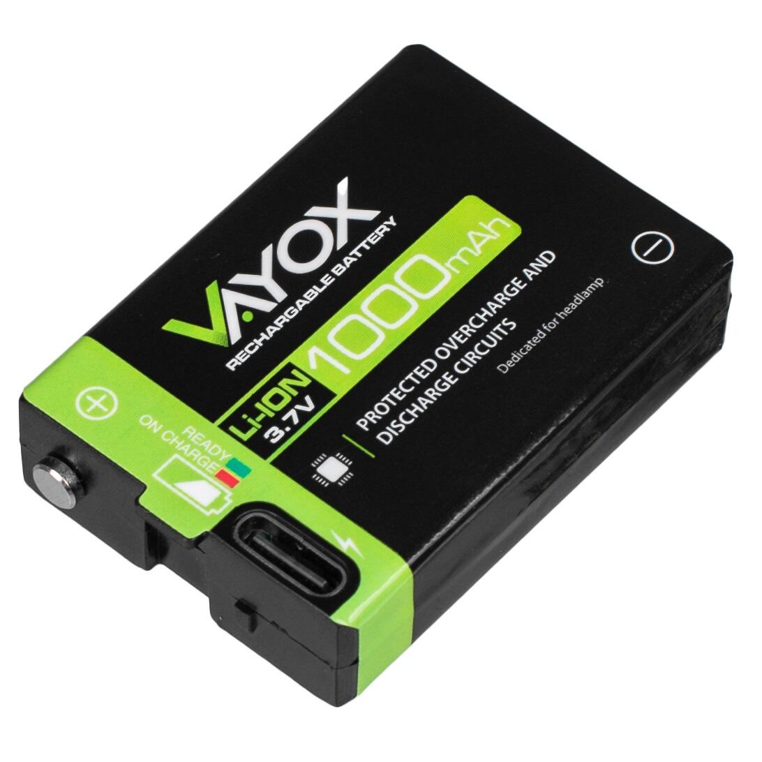 Accu voor Vayox VA0196 hoofdlamp VA0303 Li-Ion 1000mAh 3.7V 3/4