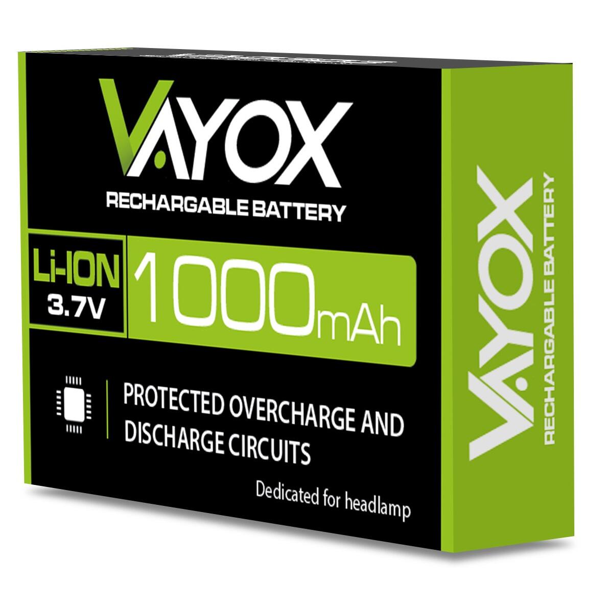 Accu voor Vayox VA0196 hoofdlamp VA0303 Li-Ion 1000mAh 3.7V 4/4