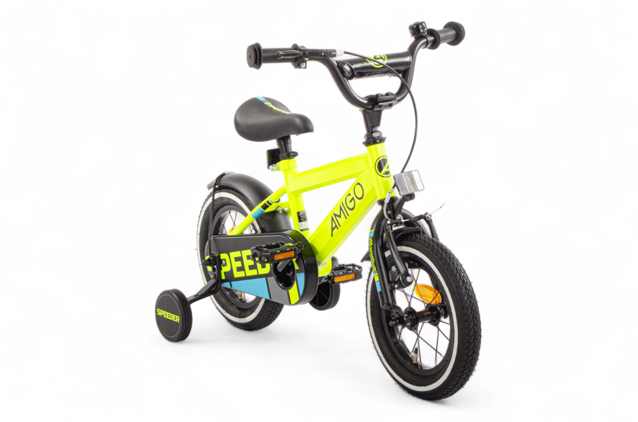 AMIGO Vélo garçon Speeder 12 Pouces Garçon Frein à rétropédalage Jaune/Noir 2/7