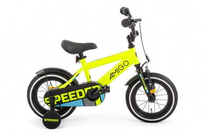Amigo jongensfiets speeder 12 inch jongens terugtraprem geel/zwart