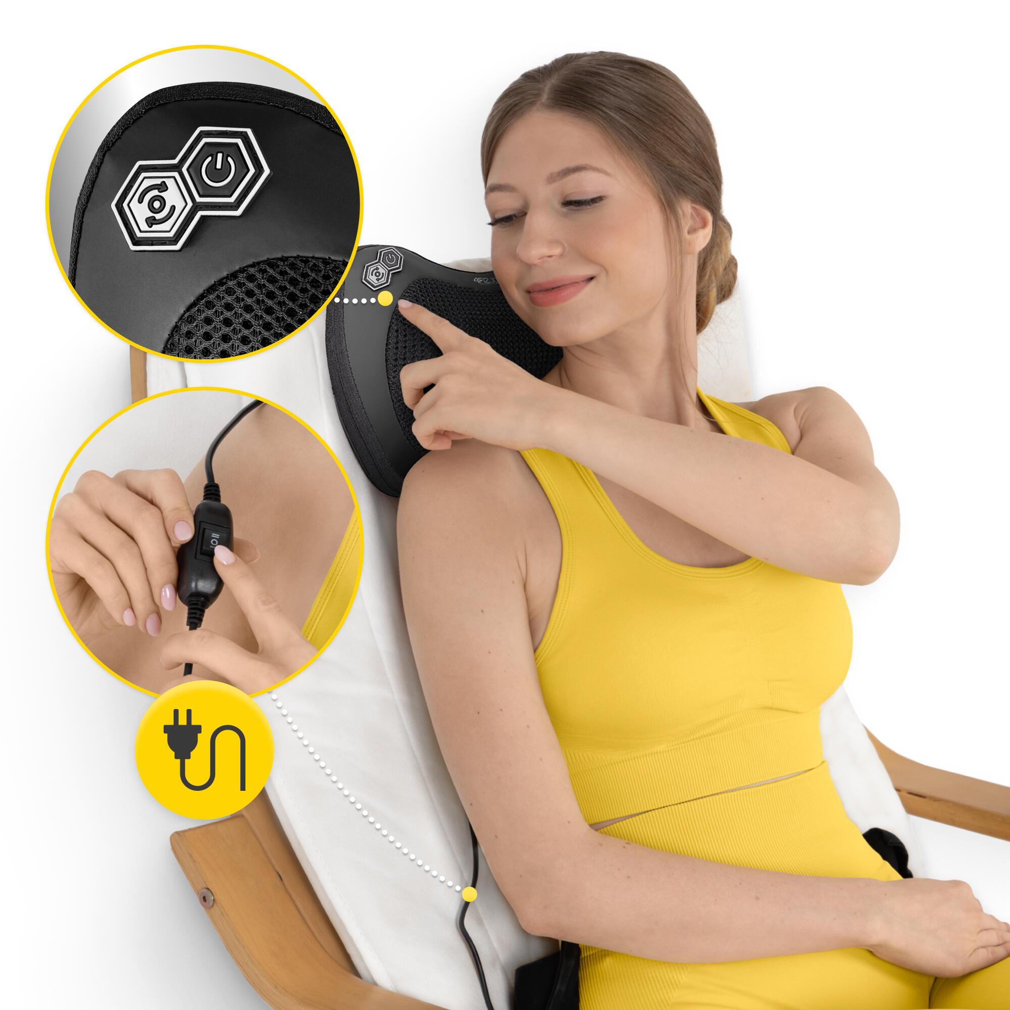 Masážní polštář na krk, šíje a ramena shiatsu PRO+ 4FIZJO 7/7
