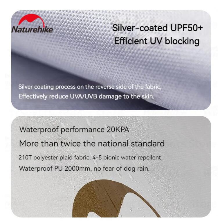 Tente portable Naturehike pour 2 personnes, protection UV UPF50+ 7/7