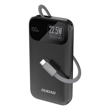 Powerbank Dudao k31 10000 mAh 22,5W pd z wbudowanym kablem - czarny