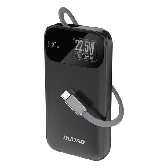 Powerbank Dudao k31 10000 mAh 22,5W pd z wbudowanym kablem - czarny