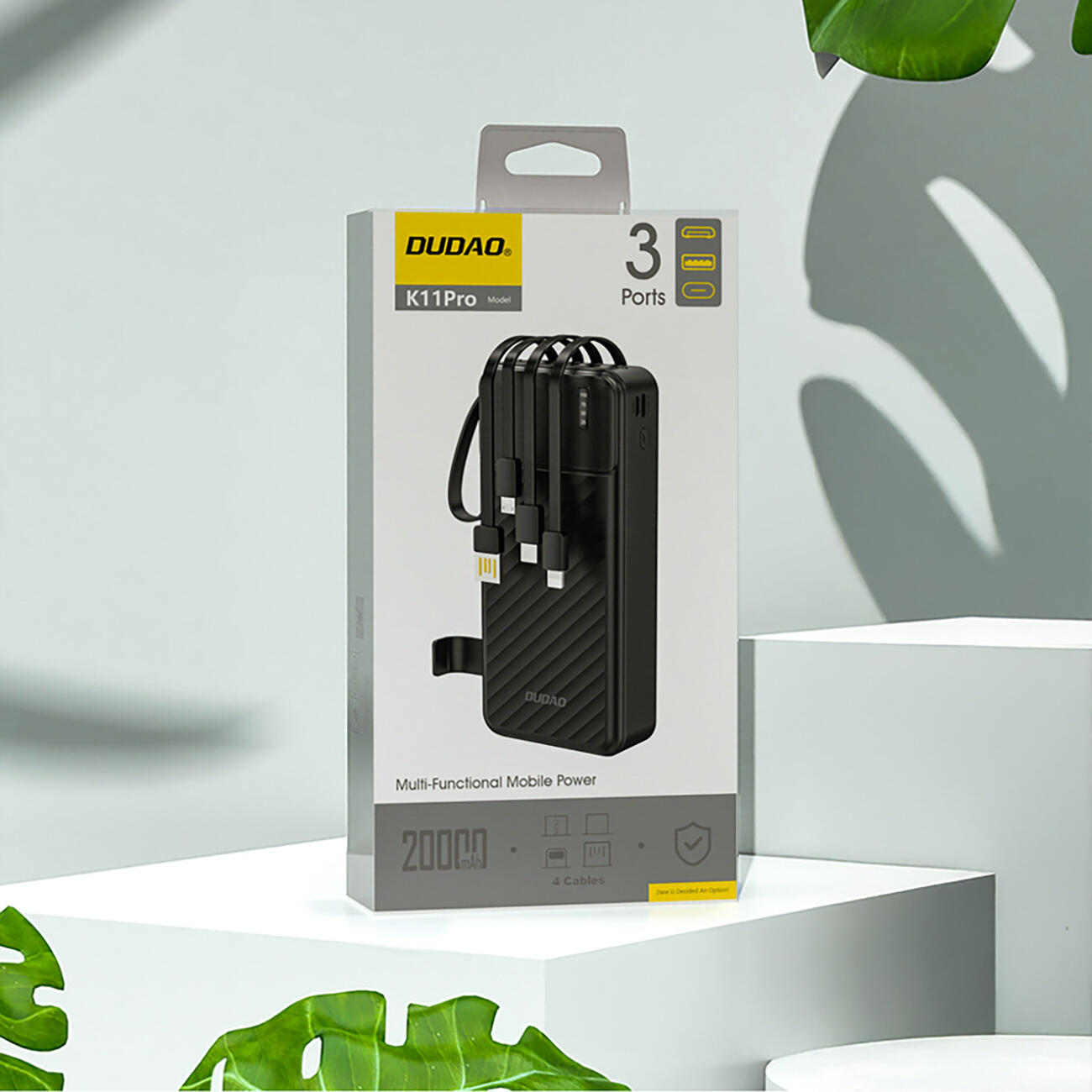 Power bank K11 Pro da 20000 mAh con cavi integrati 3/7