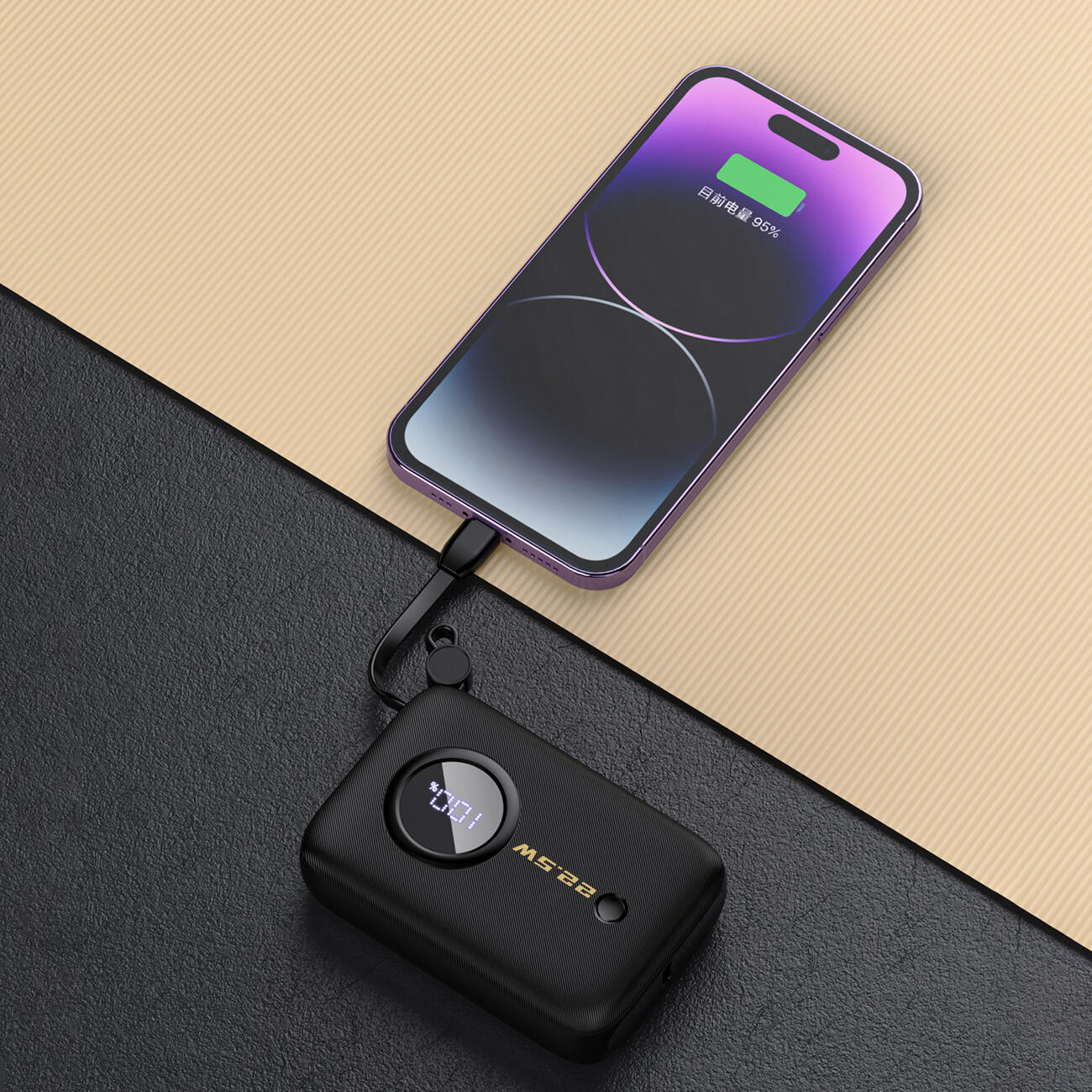 Powerbank Dudao k14 10000mAh z kablami usb-c / lightning 3/4