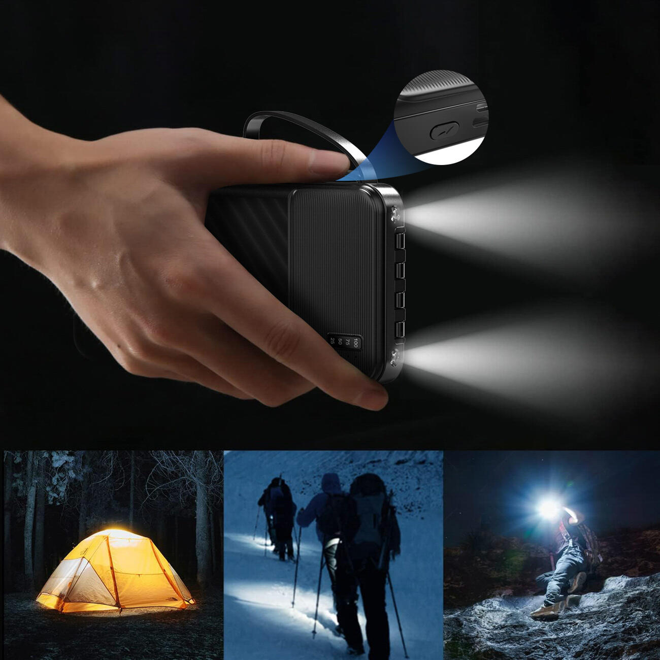 Powerbank Dudao k11 10000mAh z wbudowanymi kablami 3/7