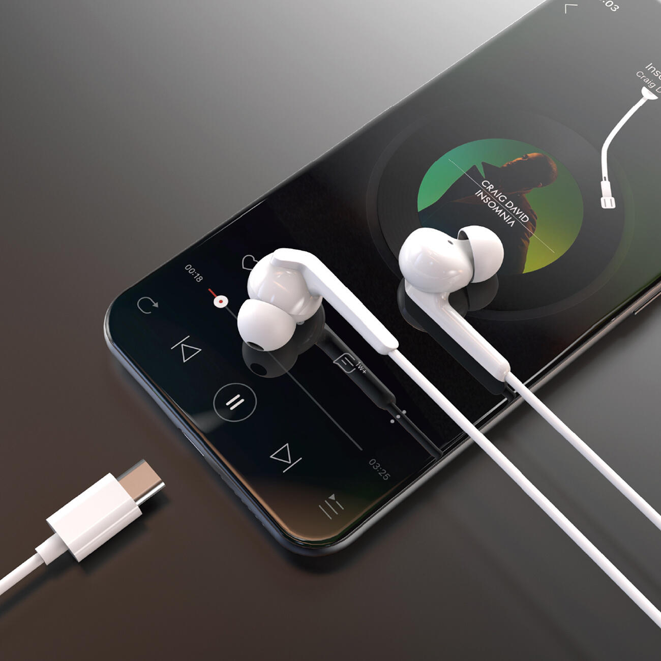 Słuchawki Dudao x3c+ przewodowe usb-c dokanałowe 1.2m 3/4