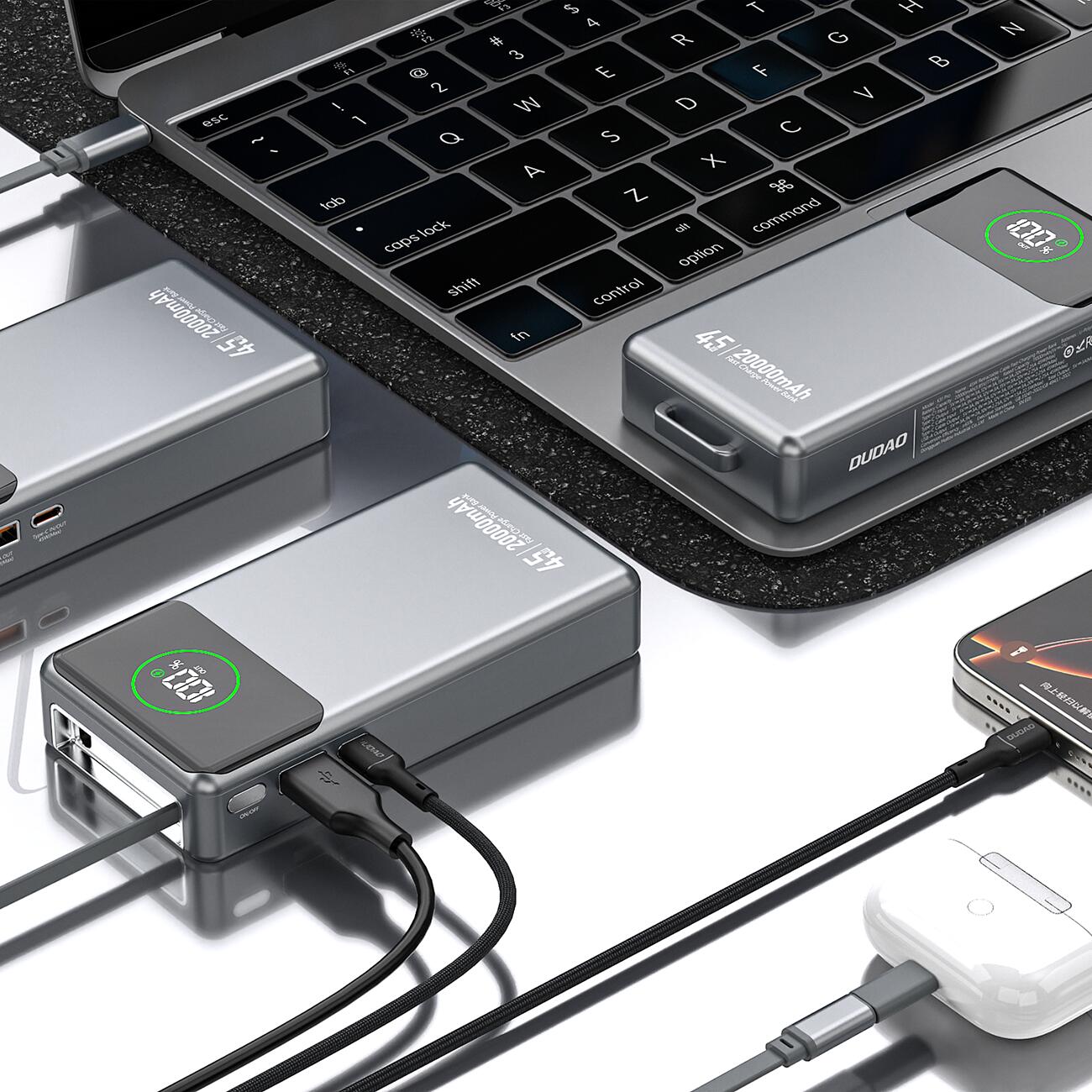 Powerbank Dudao k31 pro 45W 20000mAh z wbudowanym zwijanym kablem usb-c 3/7