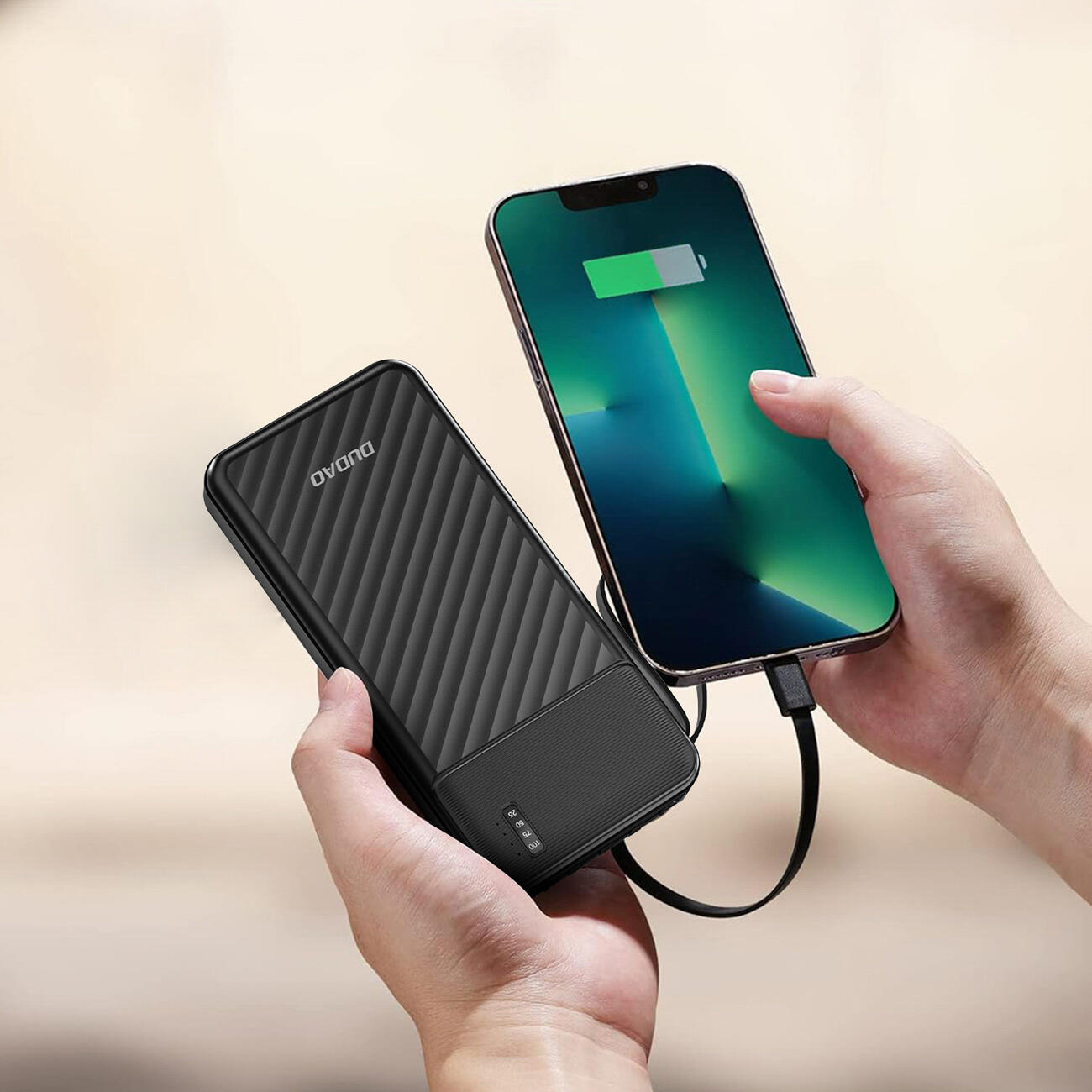 Powerbank Dudao k11 10000mAh z wbudowanymi kablami 2/7