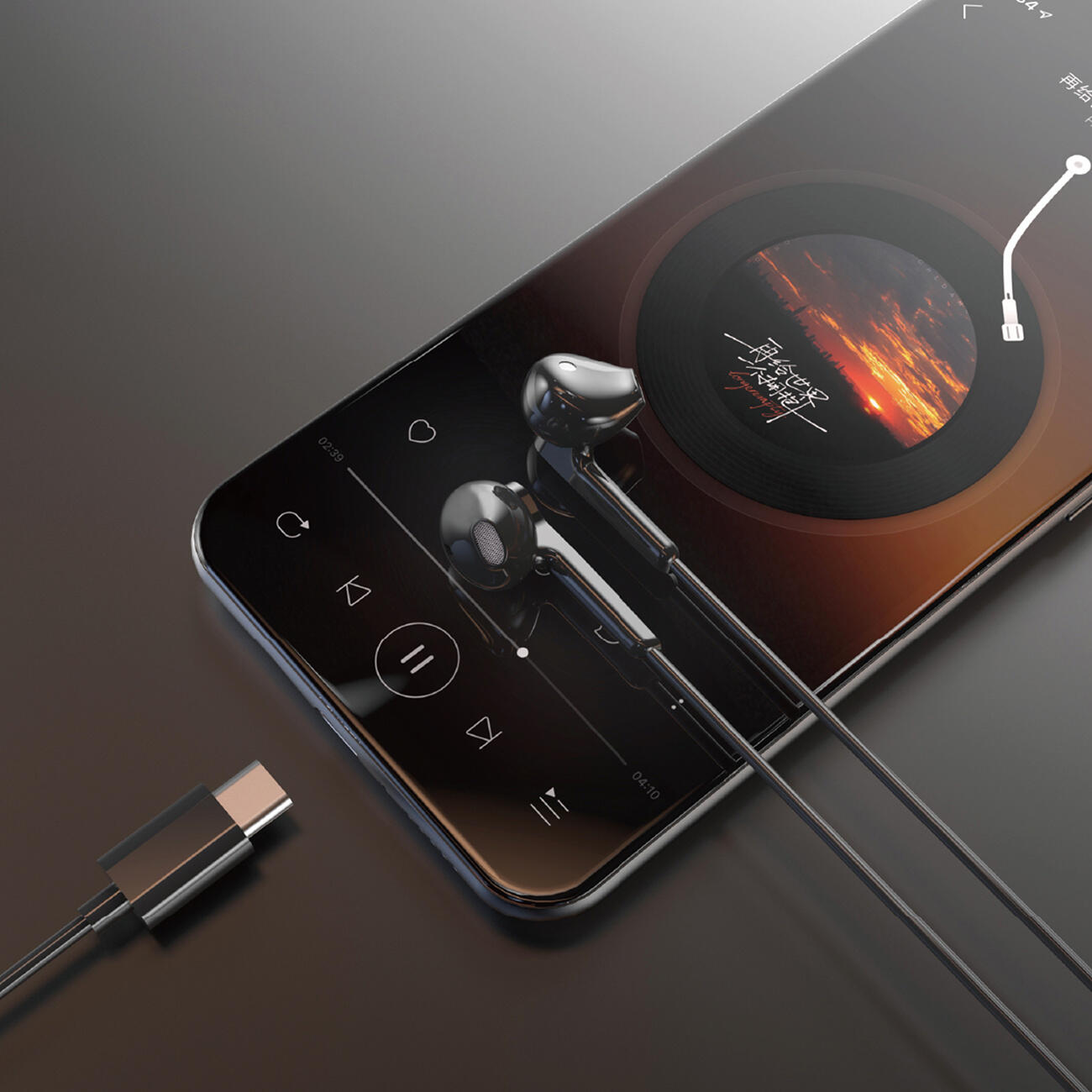 Słuchawki Dudao x3c douszne przewodowe usb-c 1.2m - czarne 2/5