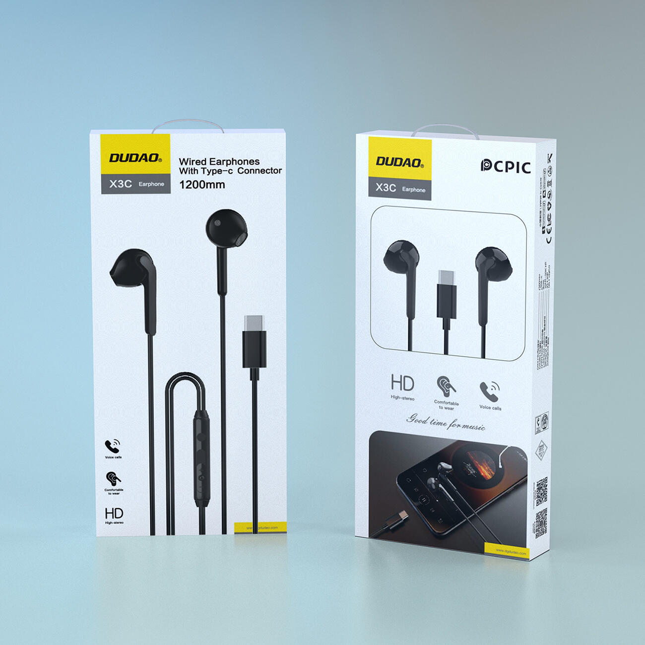Słuchawki Dudao x3c douszne przewodowe usb-c 1.2m - czarne 5/5
