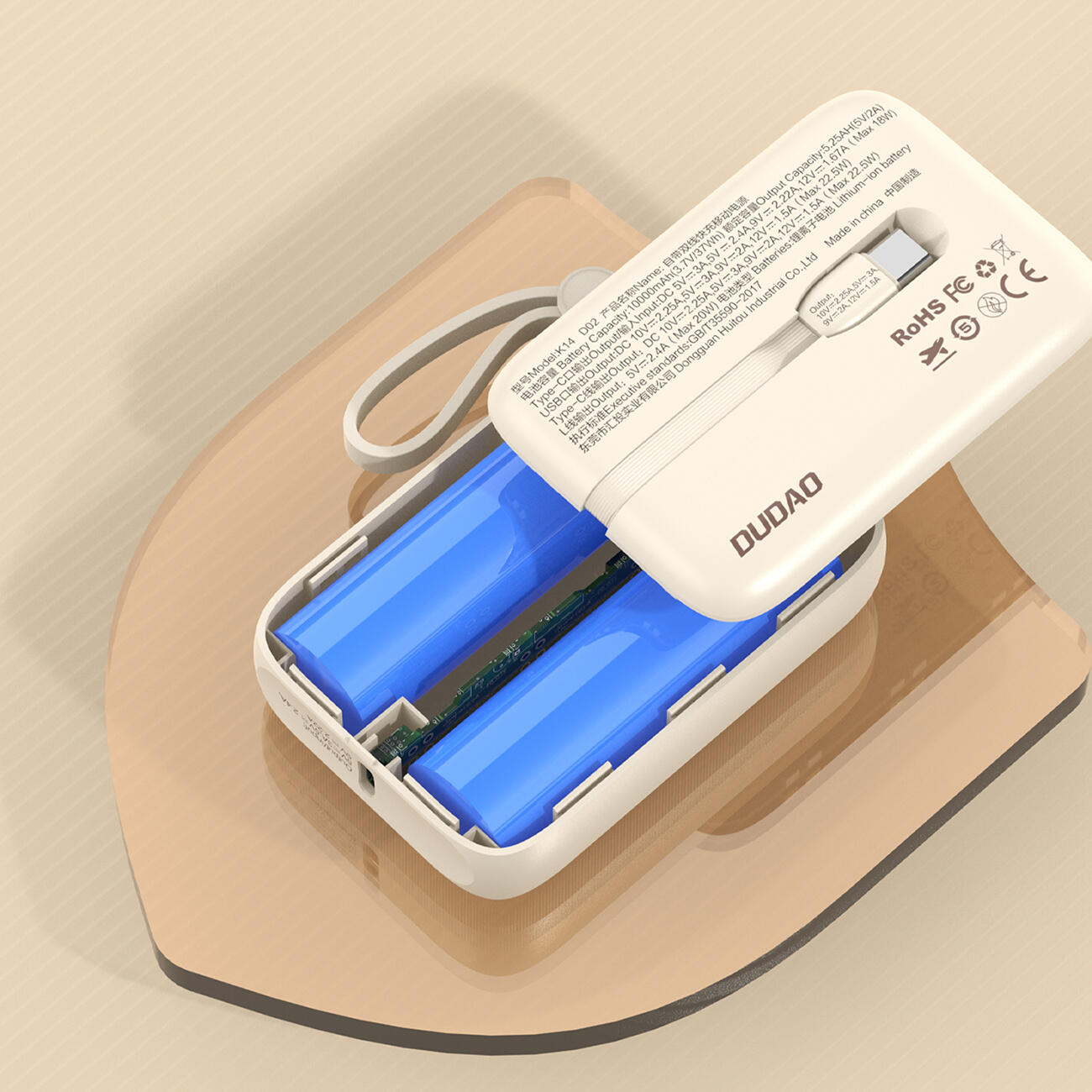 Powerbank Dudao k14 10000mAh z kablami usb-c / lightning 6/7