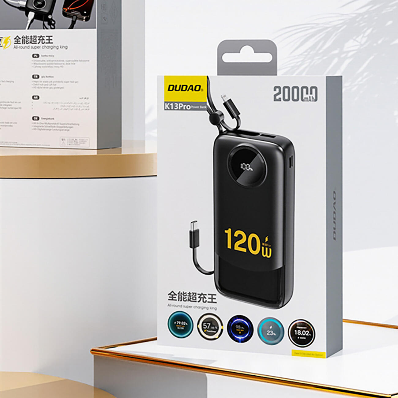 Powerbank Dudao k13pro 20000mAh z wbudowanym kablem 4/4