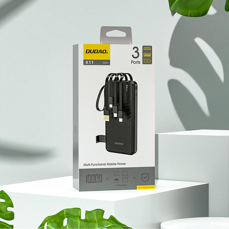 Baterie externă K11 10000mAh cu cabluri integrate