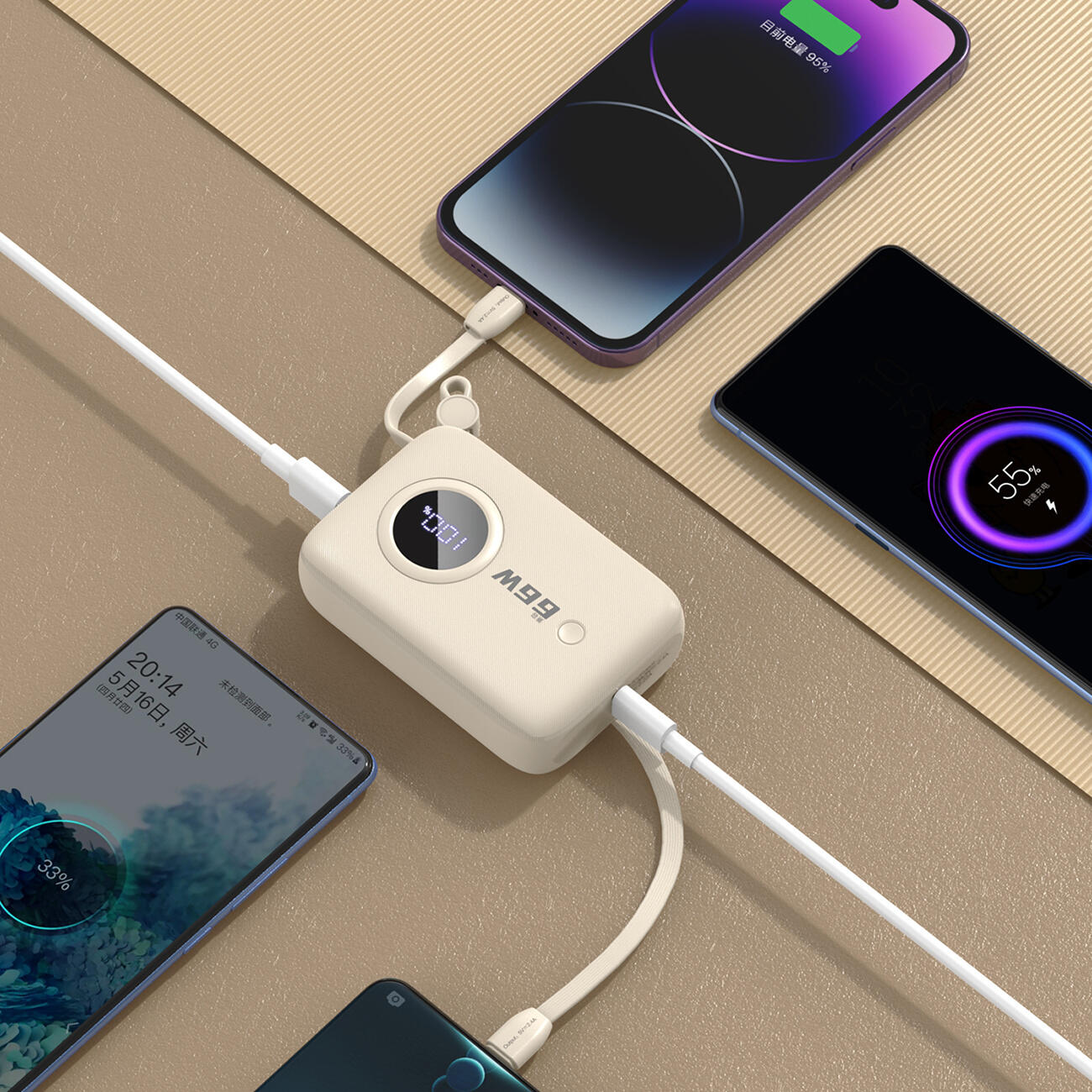 Powerbank Dudao k14 10000mAh z kablami usb-c / lightning 4/7
