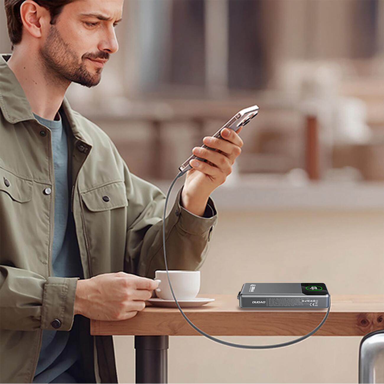 Powerbank Dudao k31 pro 45W 20000mAh z wbudowanym zwijanym kablem usb-c 4/7