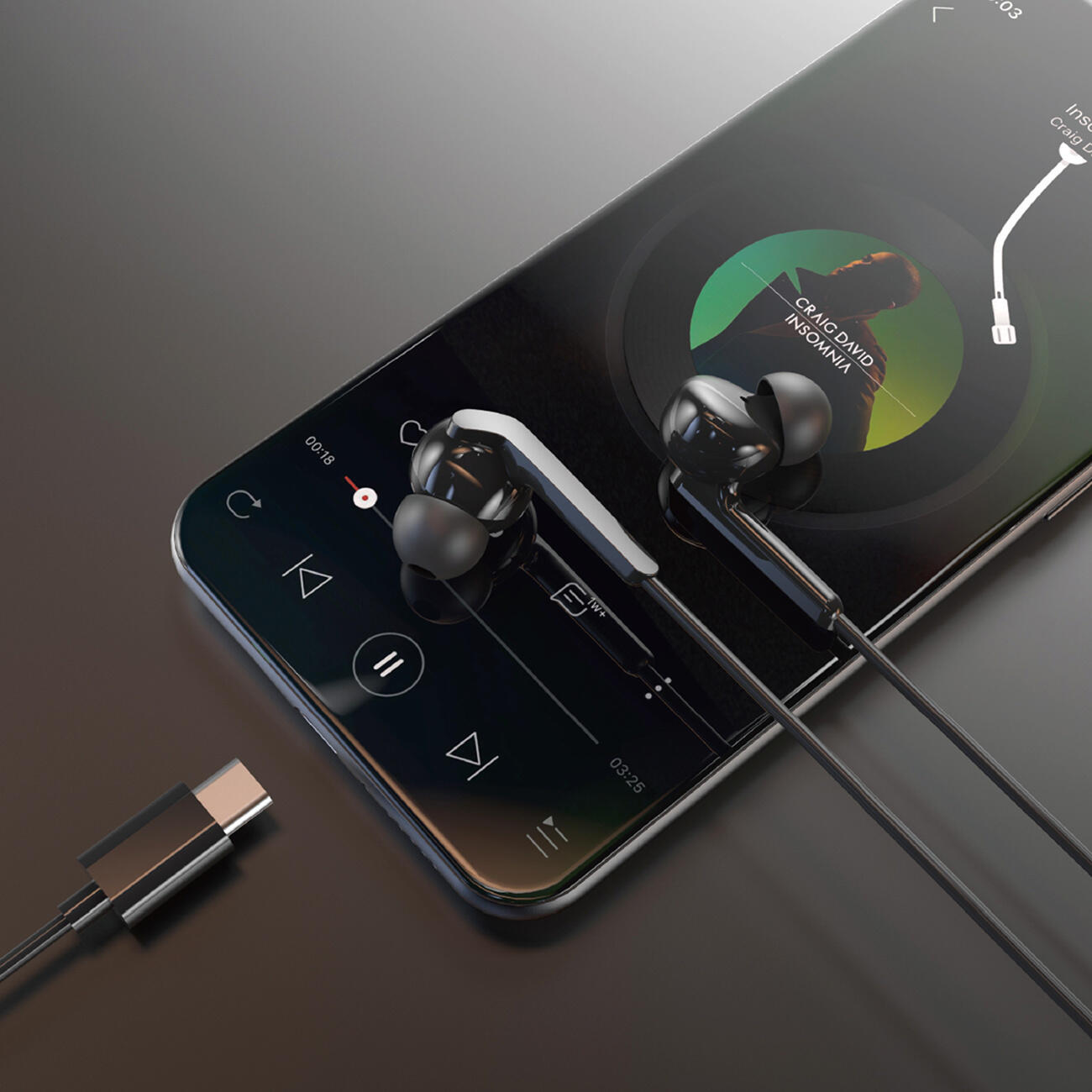Słuchawki Dudao x3c+ przewodowe usb-c dokanałowe 1.2m - czarne 3/4
