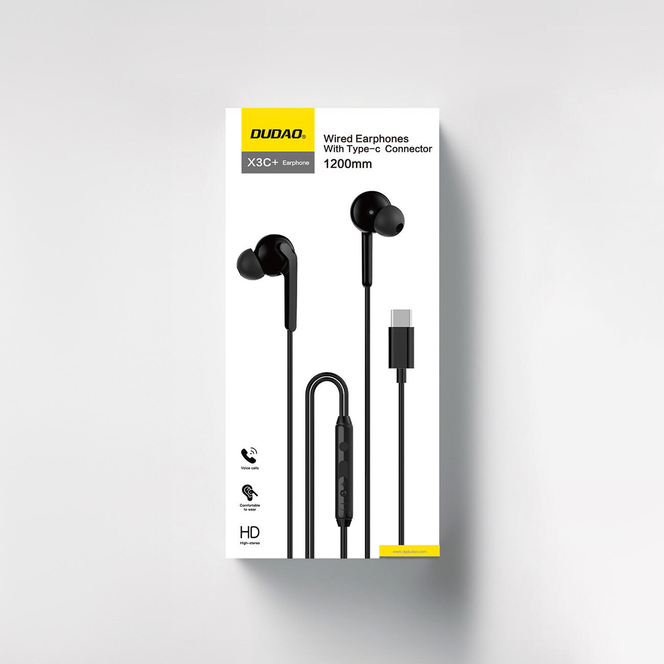 Słuchawki Dudao x3c+ przewodowe usb-c dokanałowe 1.2m - czarne 2/4
