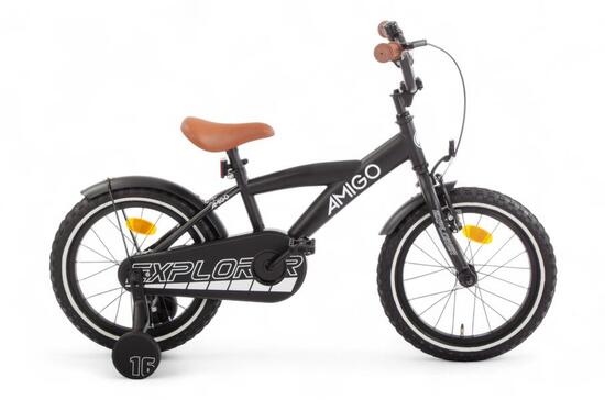 Explorer 16 Inch Jongens Terugtraprem Zwart/Wit