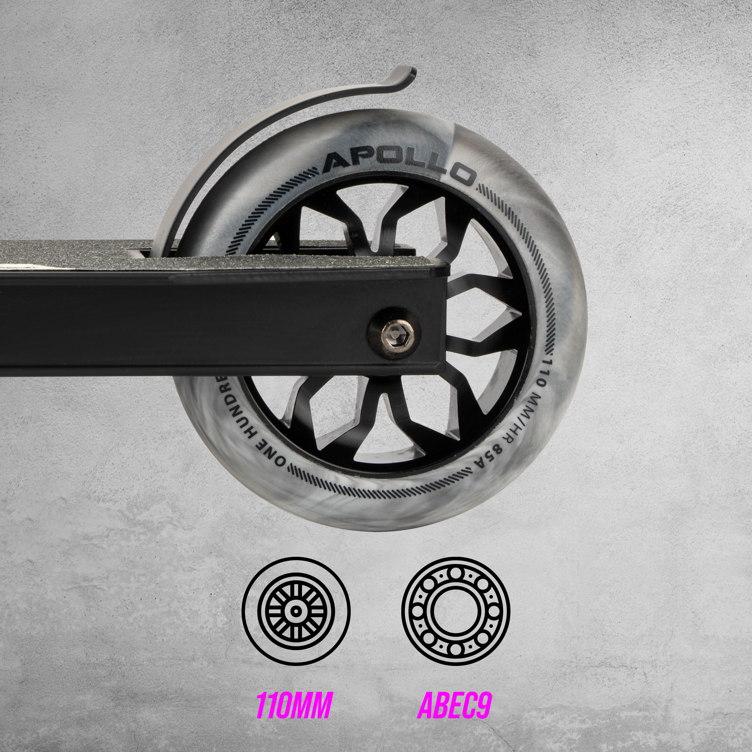 Apollo Hawk Trottinette Freestyle 110 mm Alu-Core ABEC-9 Stunt Scooter 3/7