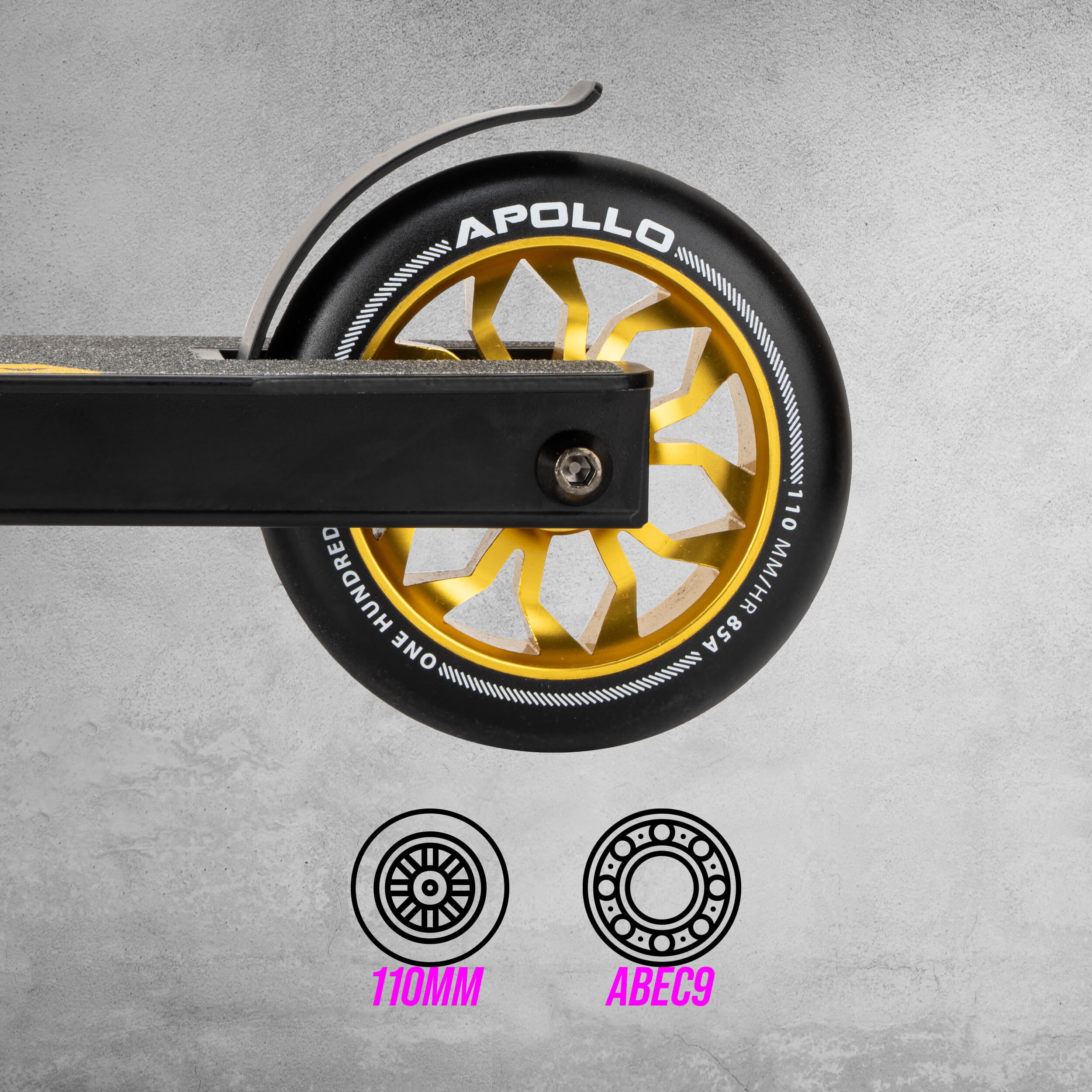 Apollo Hawk Trottinette Freestyle 110 mm Alu-Core ABEC-9 Stunt Scooter 3/7