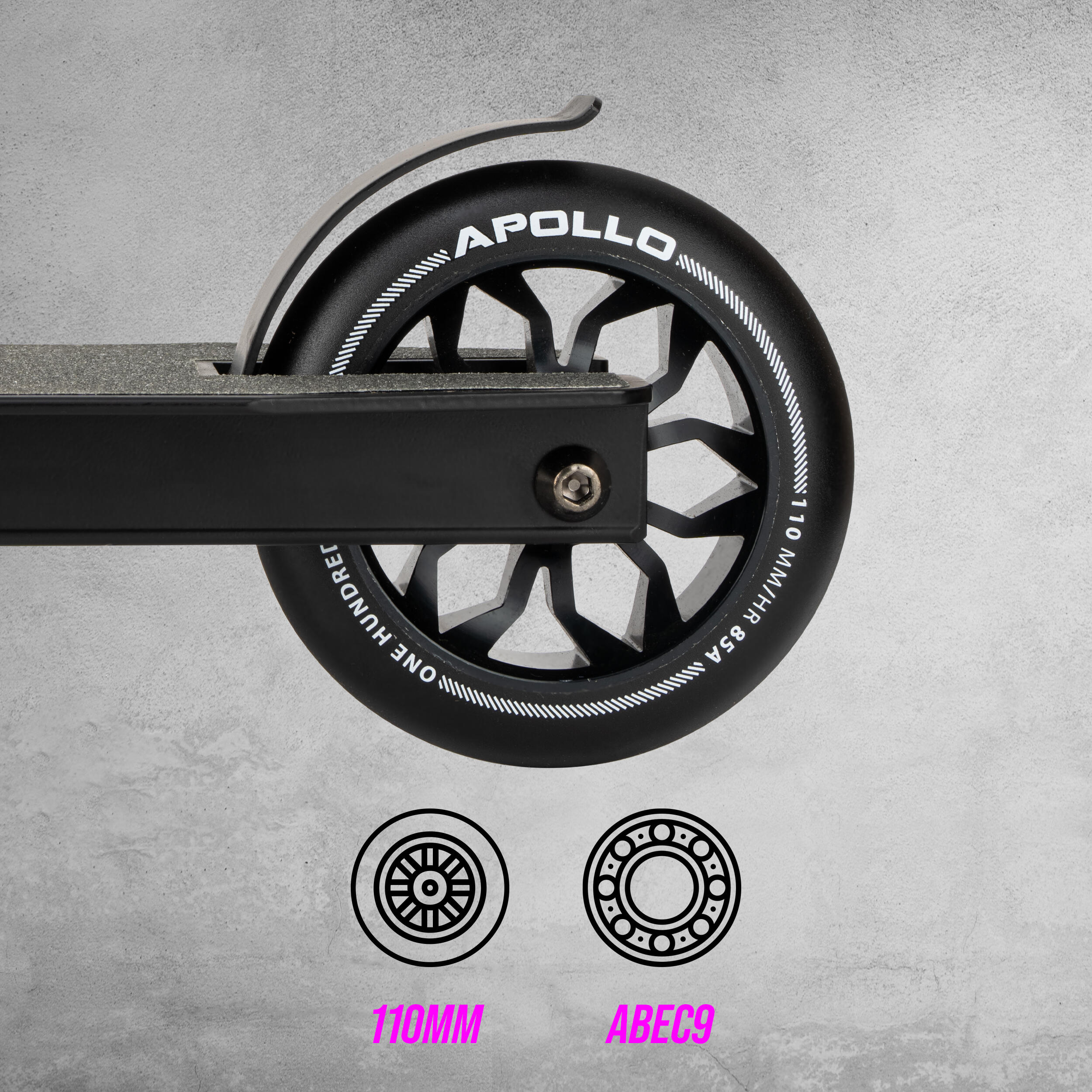 Apollo Hawk Trottinette Freestyle 110 mm Alu-Core ABEC-9 Stunt Scooter 3/7