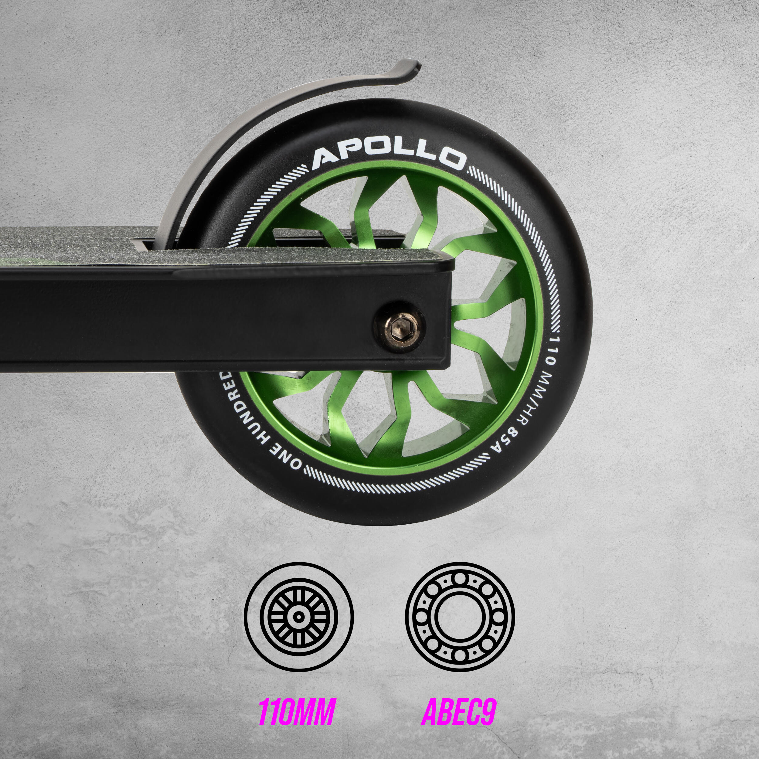 Apollo Hawk Trottinette Freestyle 110 mm Alu-Core ABEC-9 Stunt Scooter 3/7