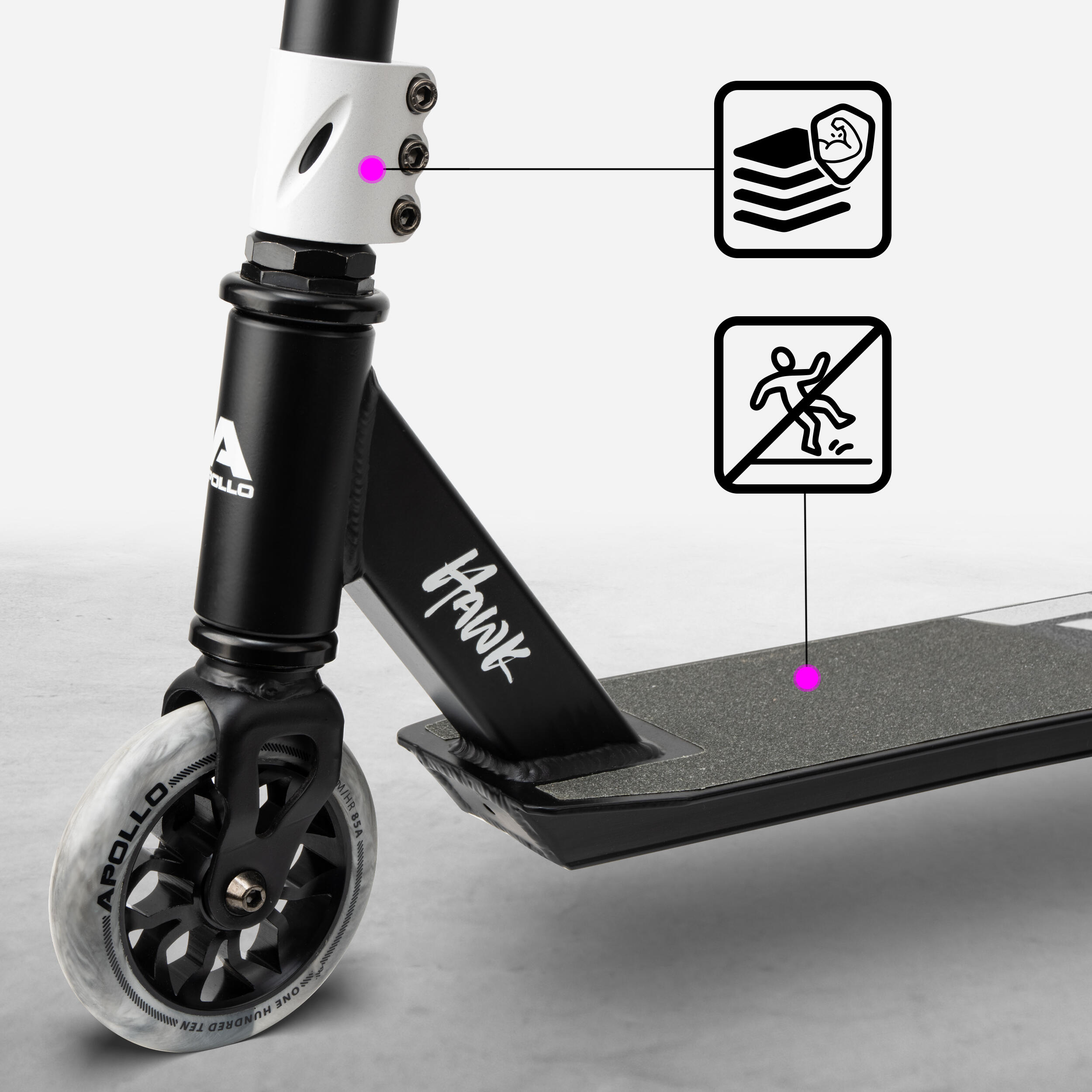 Apollo Hawk Trottinette Freestyle 110 mm Alu-Core ABEC-9 Stunt Scooter 2/7
