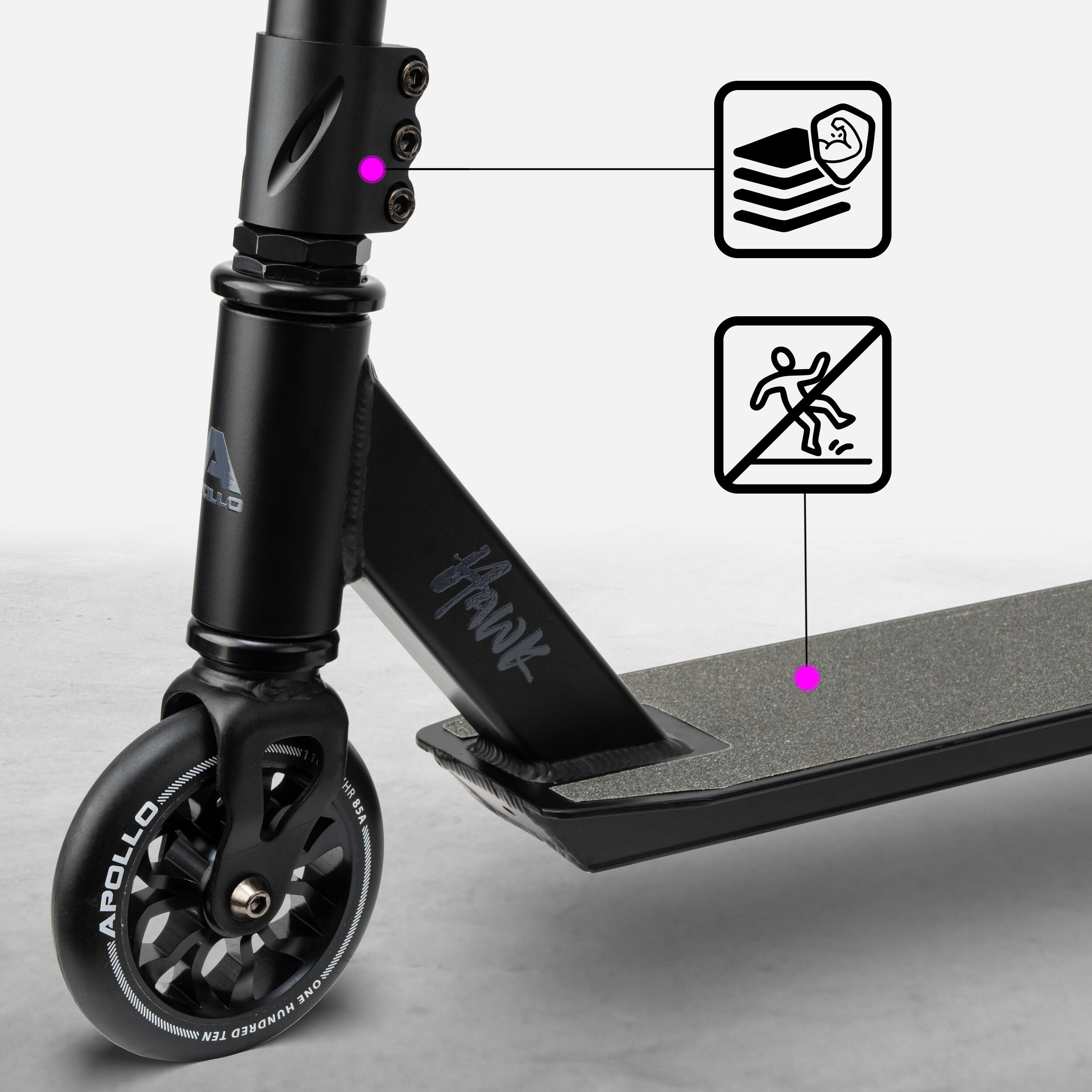 Apollo Hawk Trottinette Freestyle 110 mm Alu-Core ABEC-9 Stunt Scooter 2/7