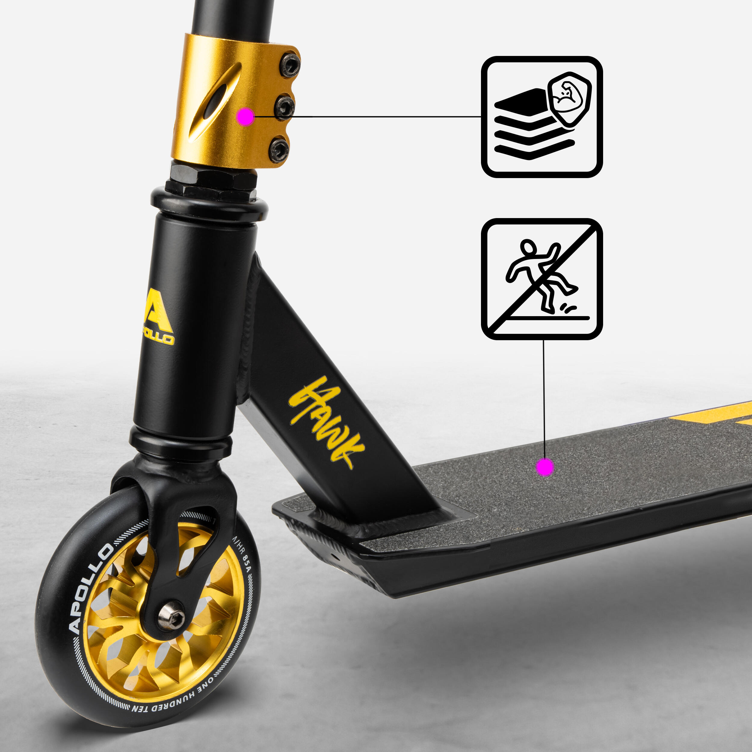 Apollo Hawk Trottinette Freestyle 110 mm Alu-Core ABEC-9 Stunt Scooter 2/7