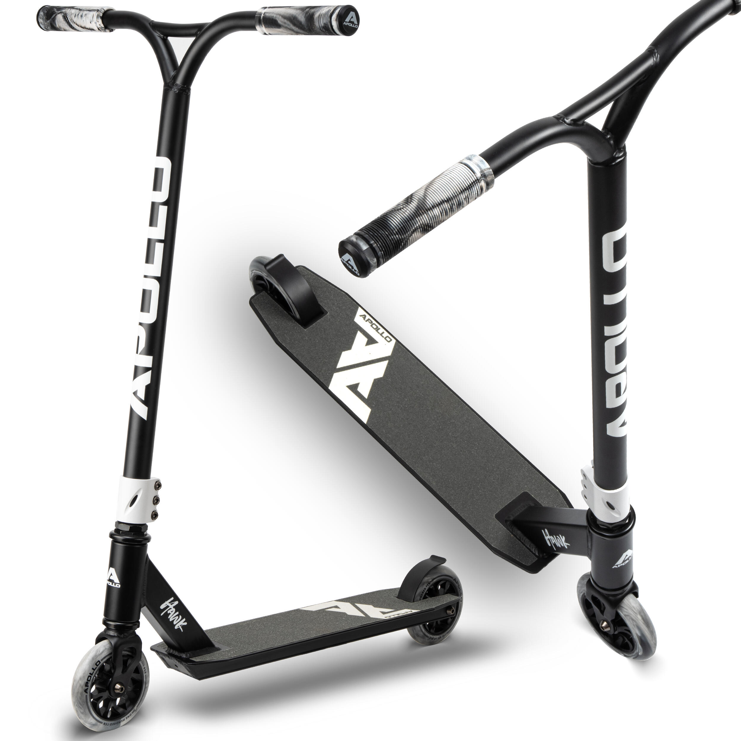 Apollo - Apollo Hawk Trottinette Freestyle 110 Mm Alu-core Abec-9 Stunt Scooter - Trottinette - Blanc|noir - Taille Unique - Decathlon