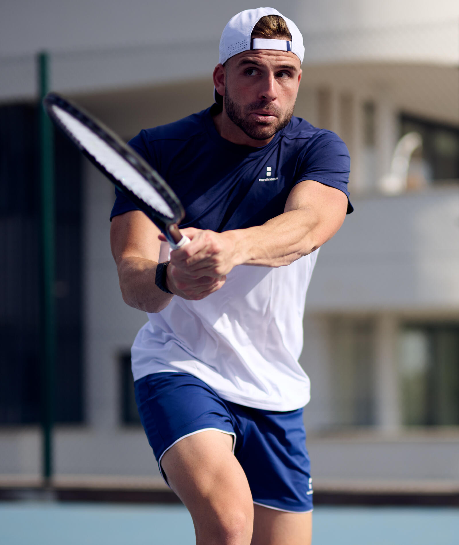 Camiseta hombre Performance Tennis/Padel Blanca/Azul marino 3/3