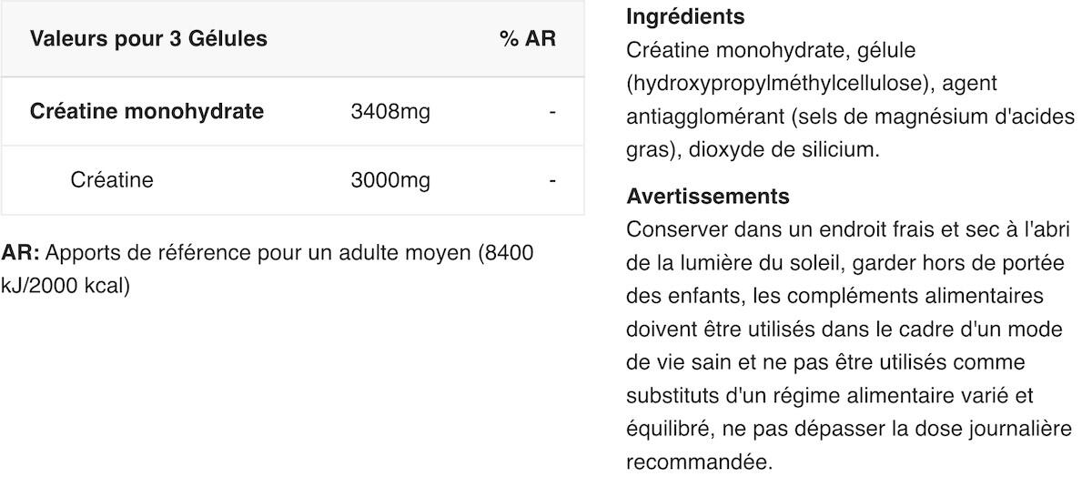 Créatine monohydrate - Pure Creatine - 100 Gélules 2/7