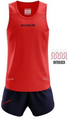 Givova Kit New York - Set running L rosso/blu navy