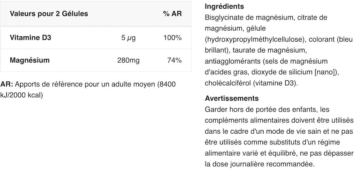 Vitamines/Minéraux - Magnesium & Vitamin D3 - 60 Gélules 2/3