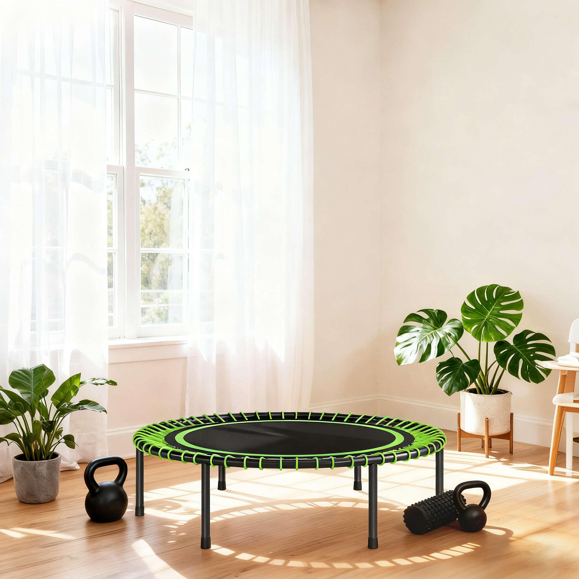 Trampolín de Fitness SPORTNOW 114x114x31 cm Verde 2/5