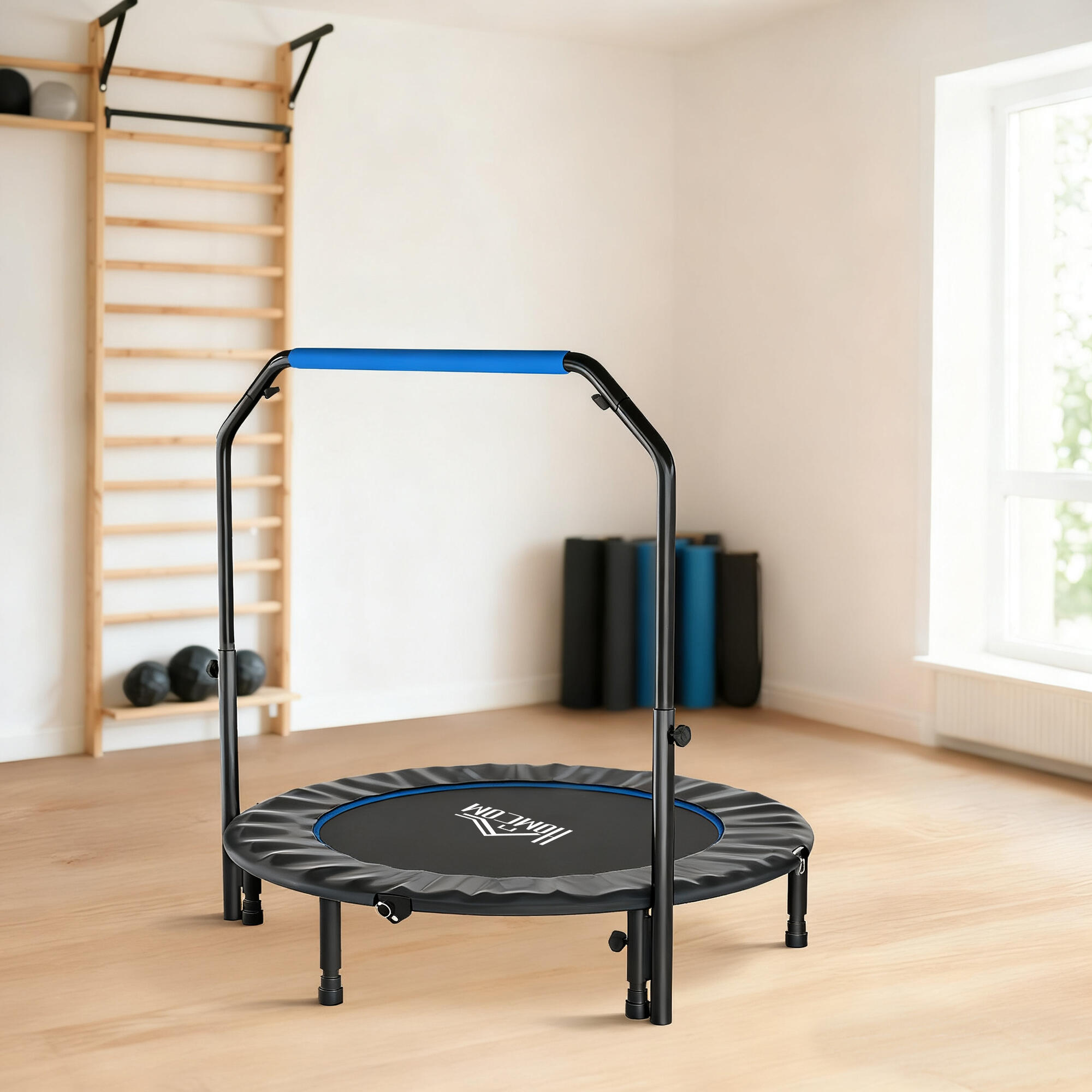 Trampolín de Fitness HOMCOM 122x122x123 cm Azul 2/5