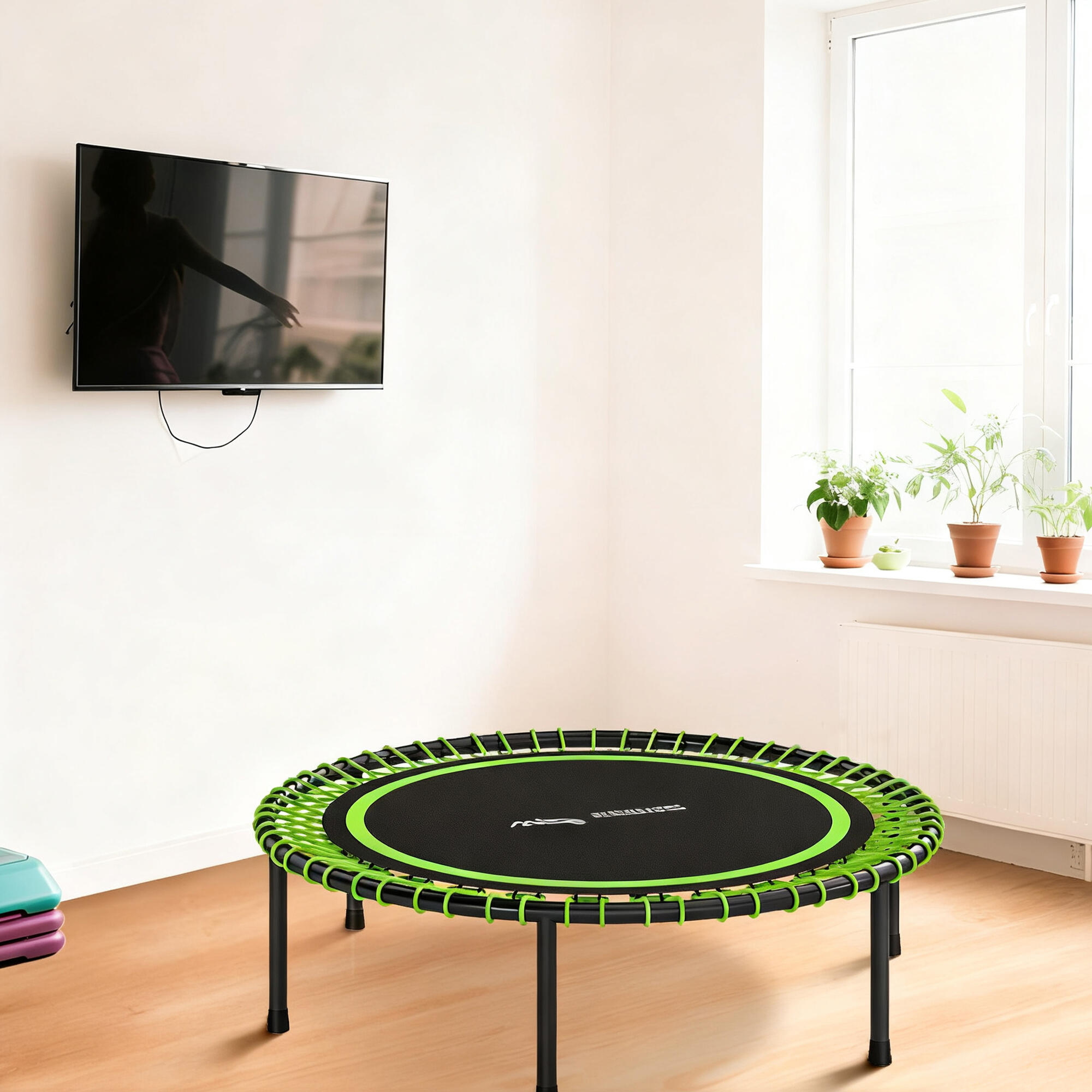Trampolín de Fitness SPORTNOW 114x114x31 cm Verde 4/5