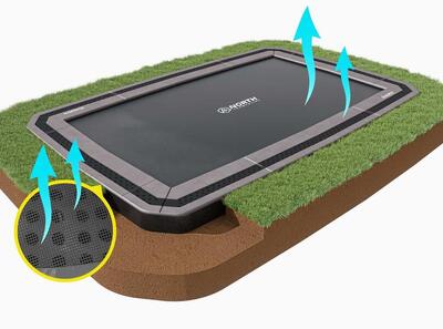 Flat to the ground trampoline rechthoekig north 460x310 cm grijs