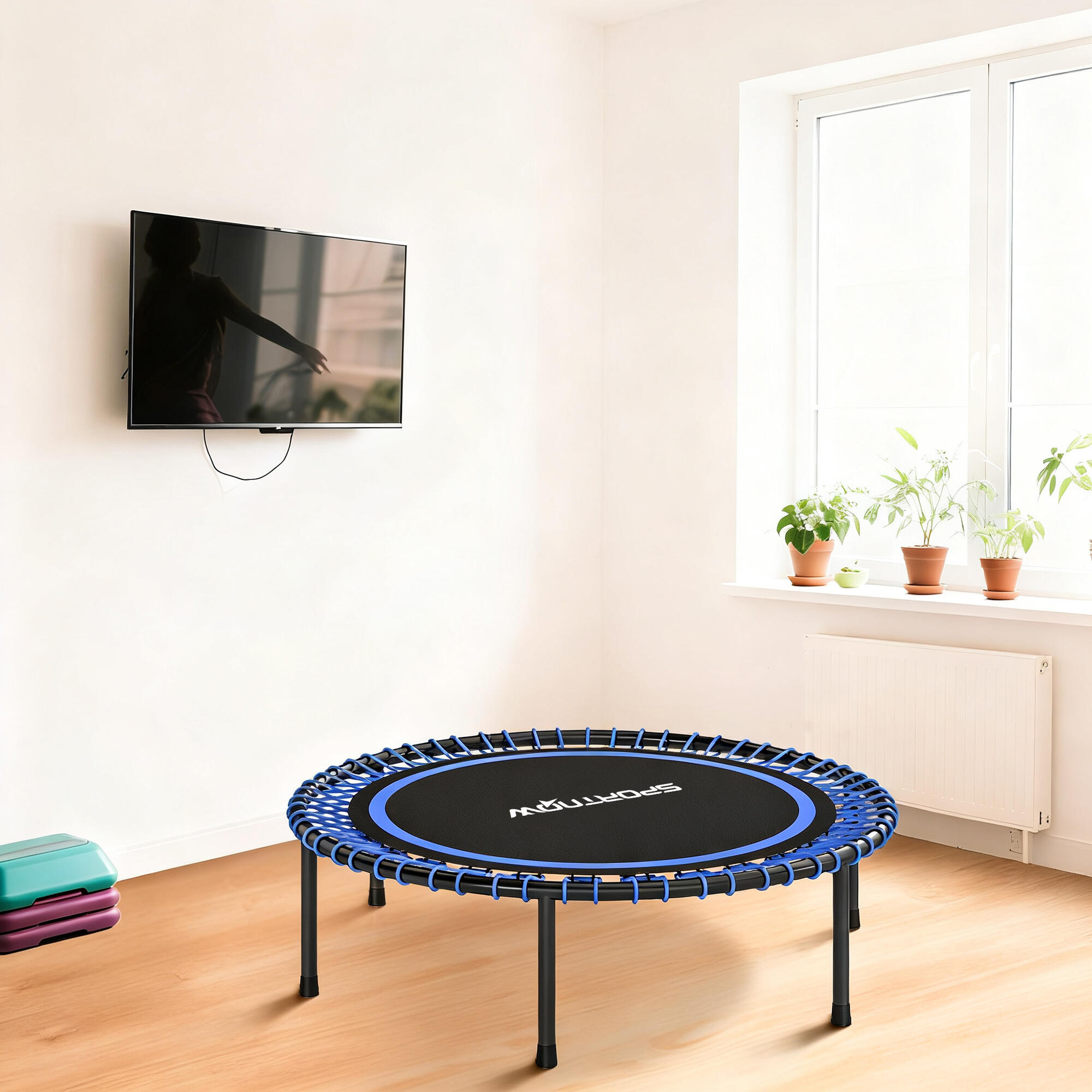 Trampolín de Fitness SPORTNOW 114x114x31 cm Azul 4/5