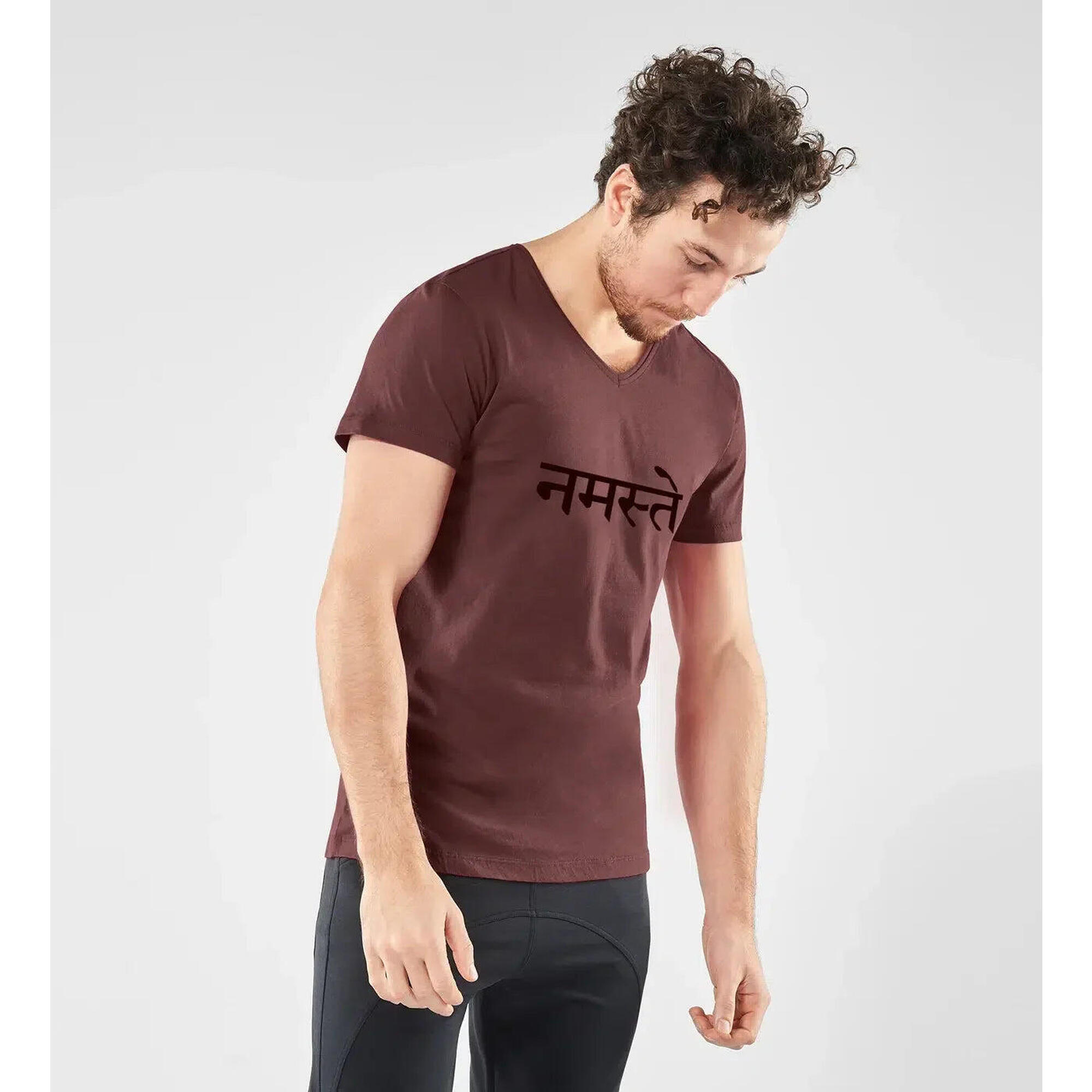 Renegade Guru - T-shirt Namaste - Col En V À La Hanche, Doux Et Confortable - Marron - T-shirt Manches Courtes - Marron - Decathlon